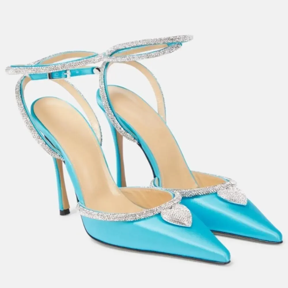 Mach & Mach‎ Heart crystal embellished satin pumps size 36.5EU